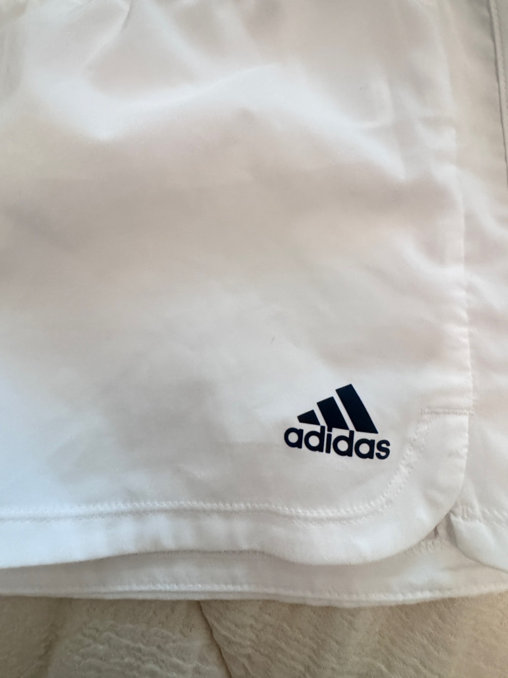 Adidas White Women's Athletic Shorts with Logo - Picture 2 of 4